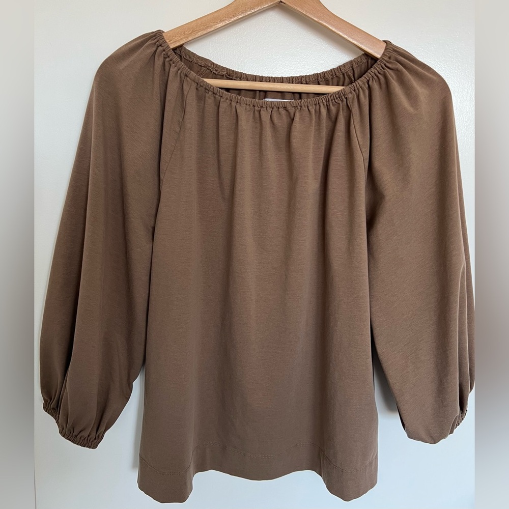 Prologue Women’s Blouse Sleeve Balloon | Color: Brown | Size: XS